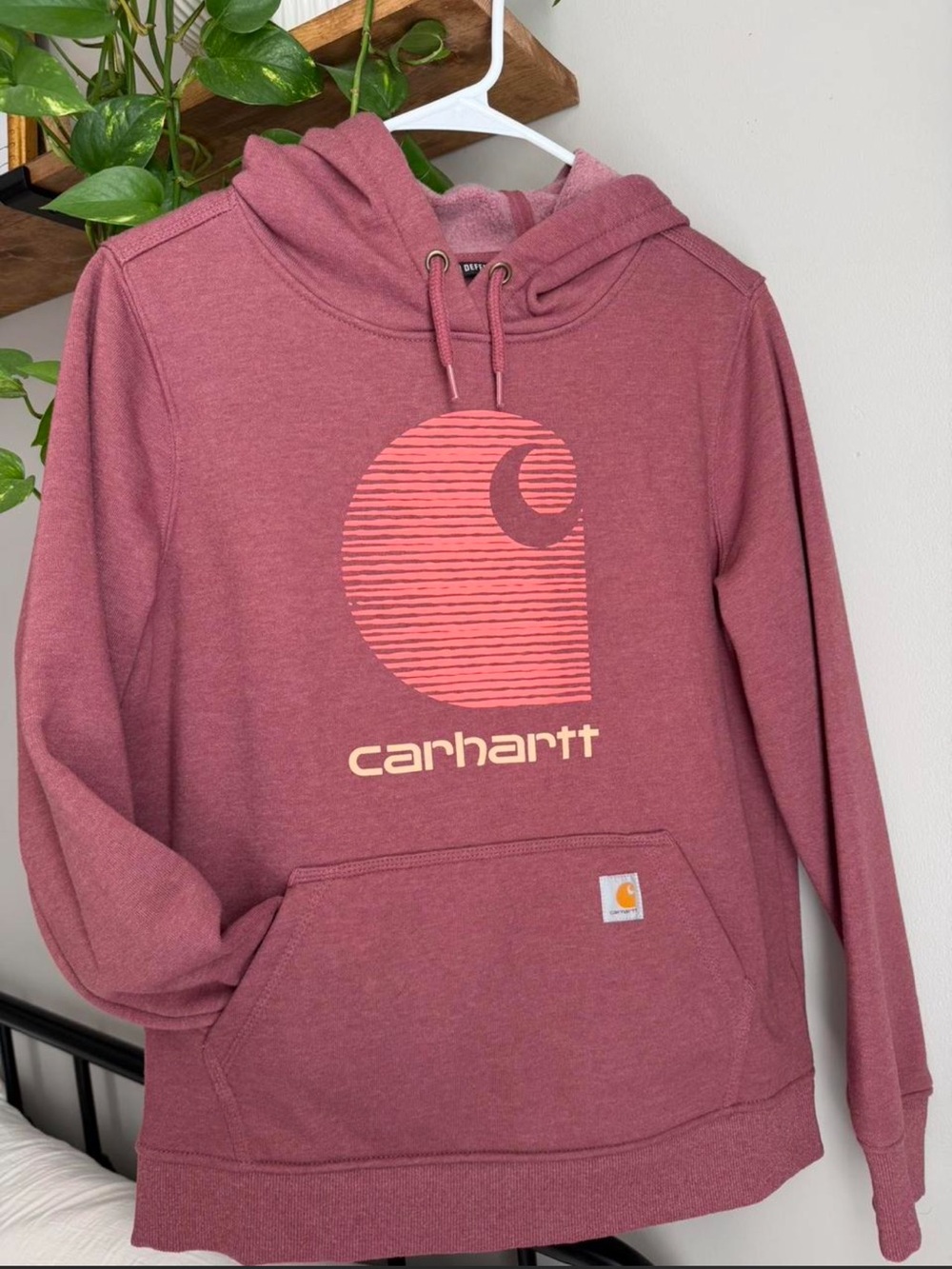 Carhartt Dusty Rose Logo Hooded Sweatshirt